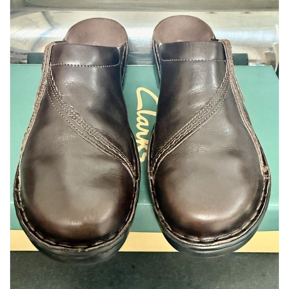 Clarks Women's Dark Brown Leather Clogs/ Slip on Shoes Lillian Sz 9